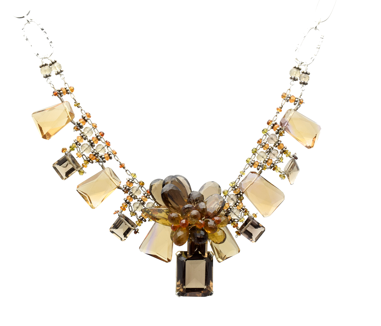 Smokey topaz pendant silver necklace