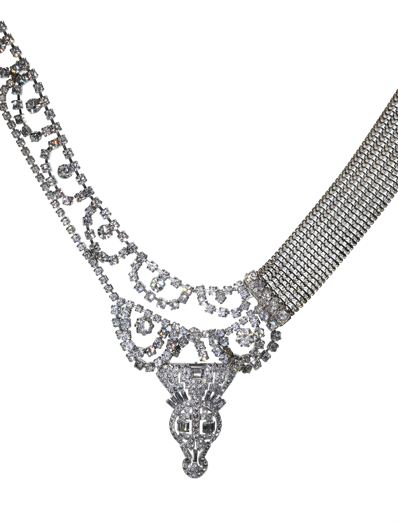 crystal and silver rhinestone necklace