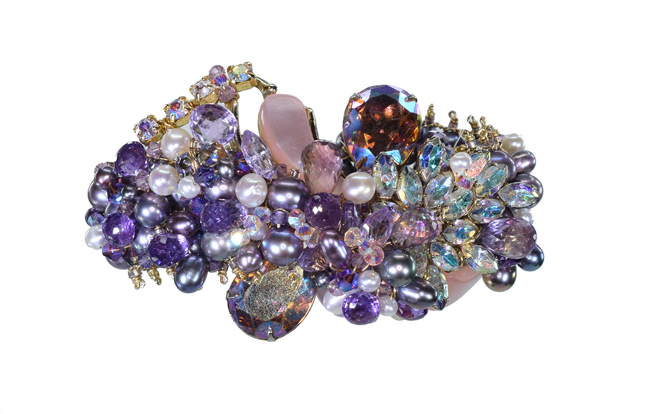pink purple rhinestone cuff bracelet