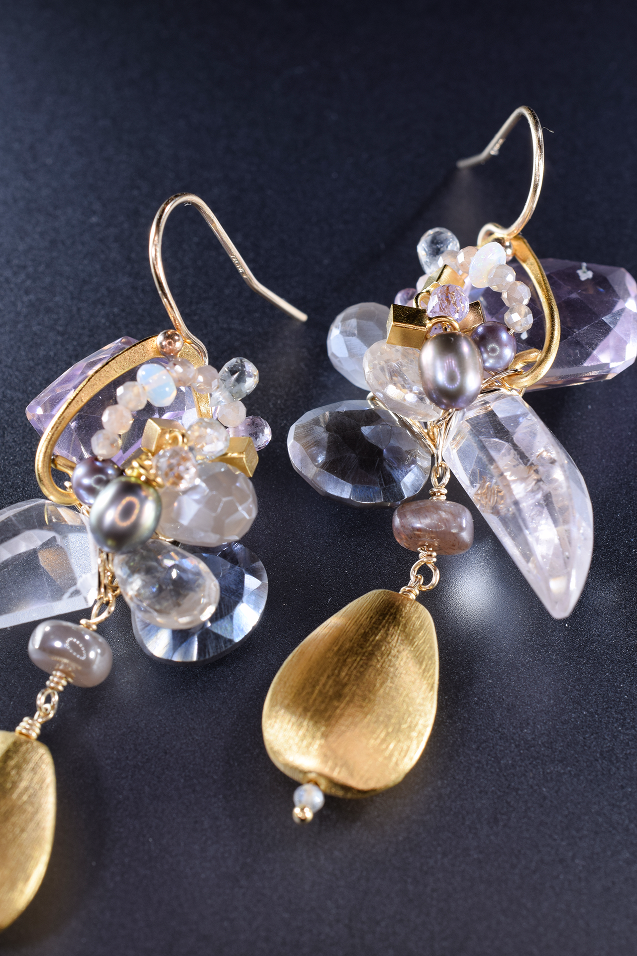 Custom earrings gemstones 24k gold vermeil