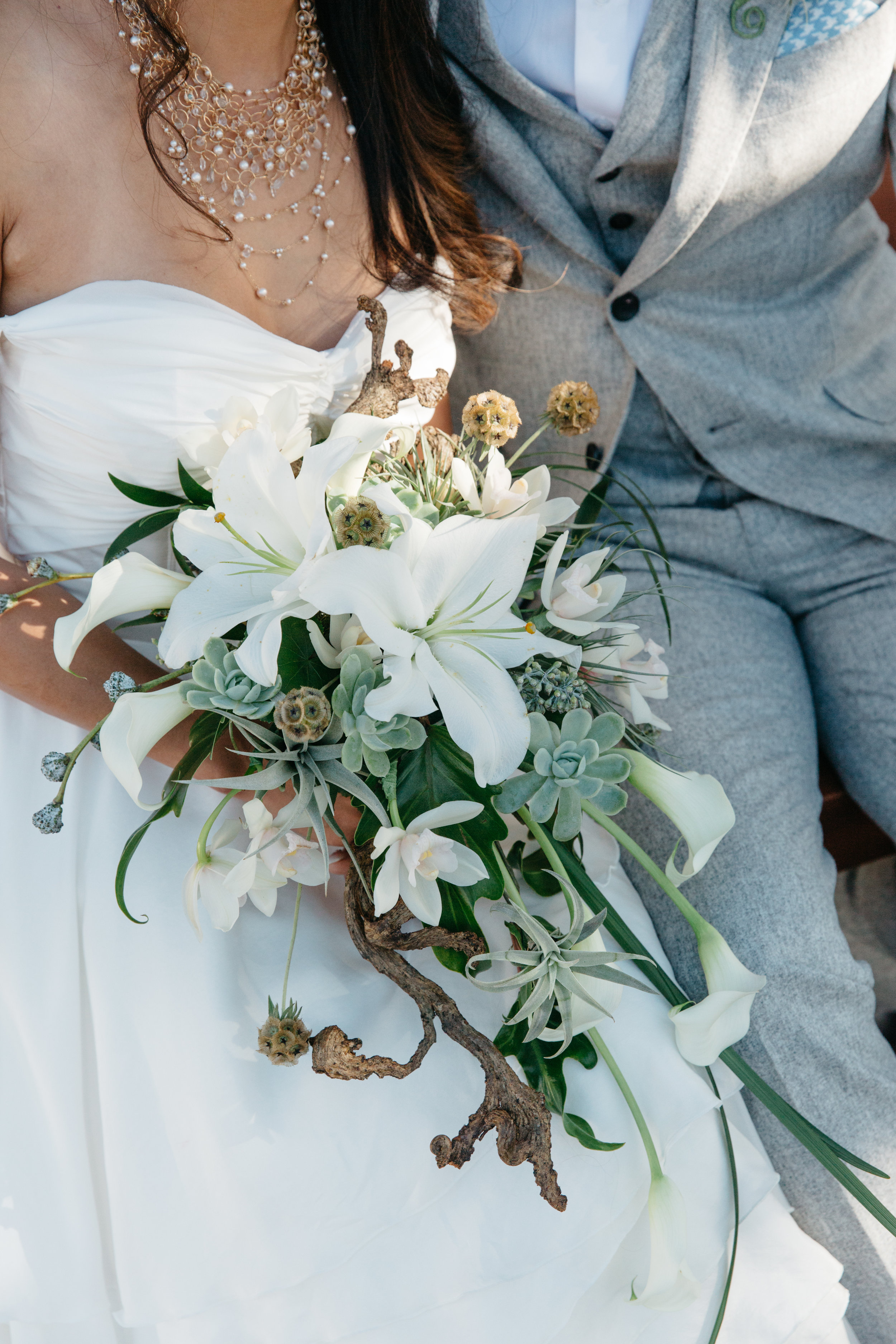 Bride with custom jewelry