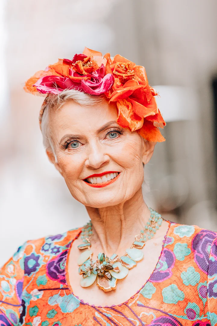 Advanced style blogger Style Crone wearing a statement gemstone collar necklace