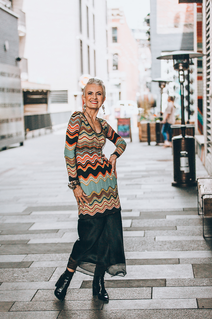 Advanced style blogger Style Crone wearing a statement gemstone bracelet