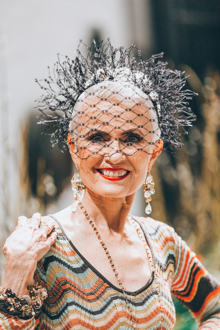 Advanced style blogger Style Crone wearing a statement gemstone bracelet