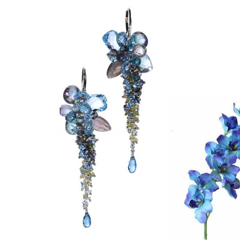 Signature Collection Gemstone &amp; Blue Topaz Statement Earrings