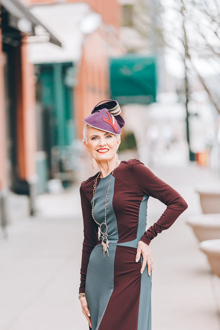 Advanced style blogger Style Crone wearing gemstone jewelry