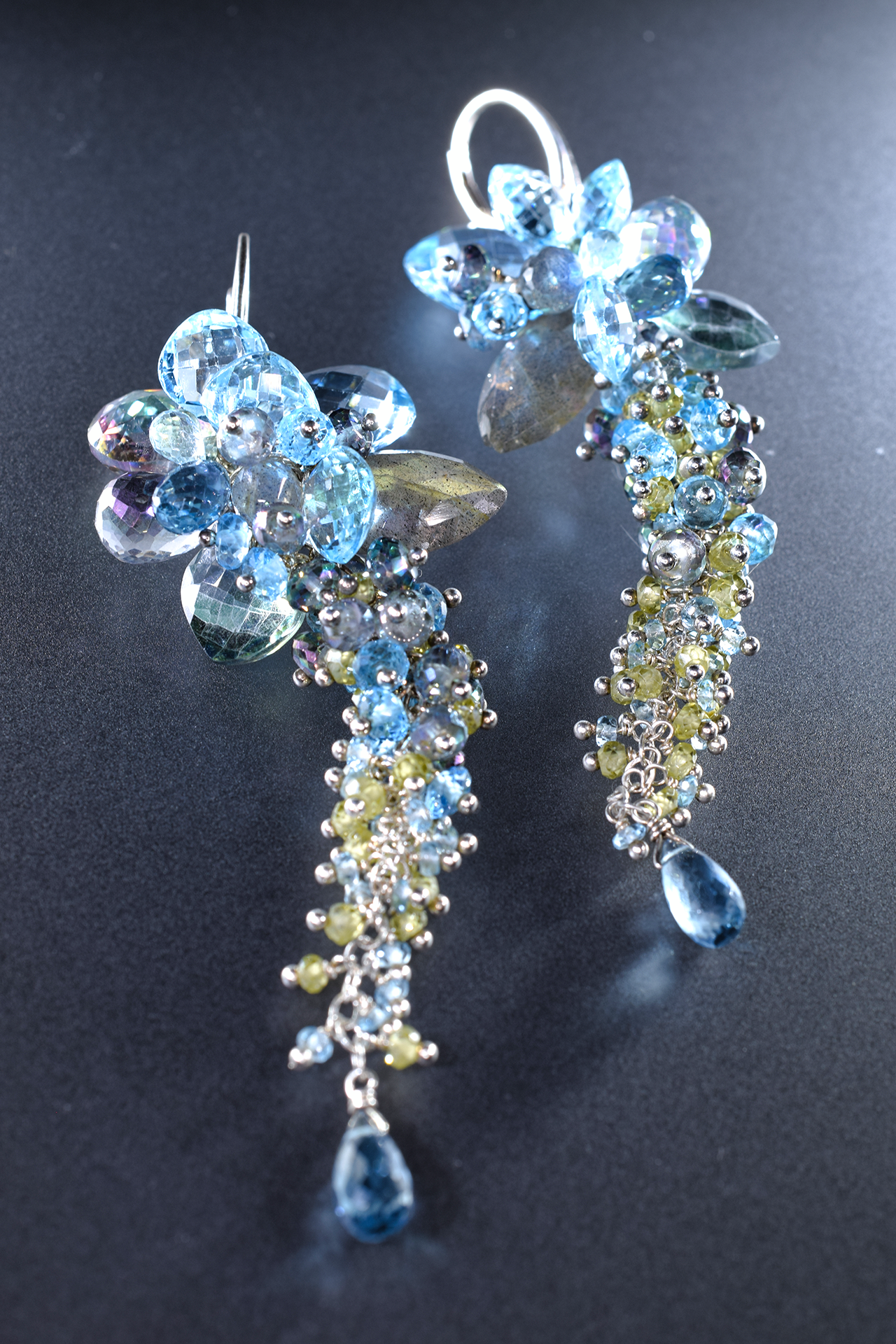 Signature Collection Gemstone &amp; Blue Topaz Statement Earrings