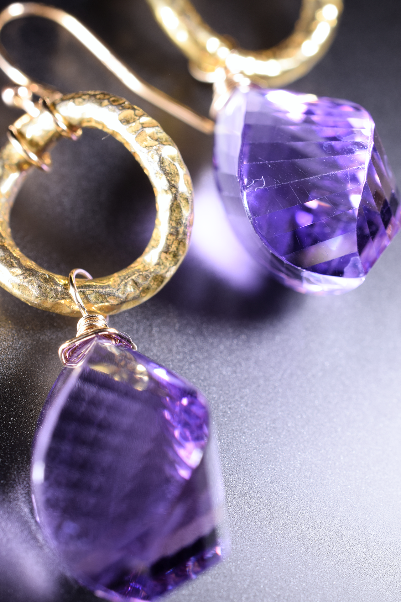 fancy cut amethyst drop earrings