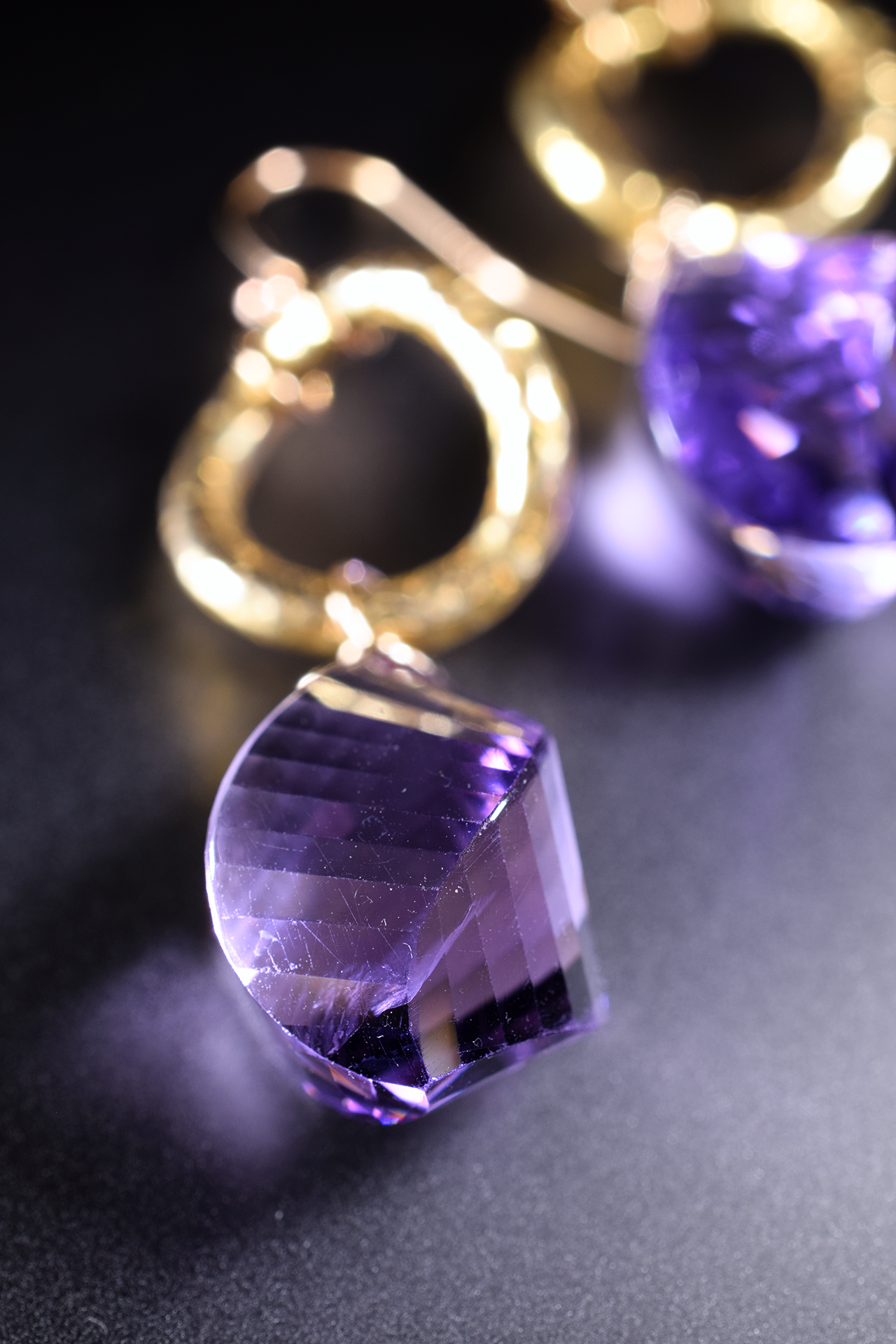 fancy cut amethyst drop earrings