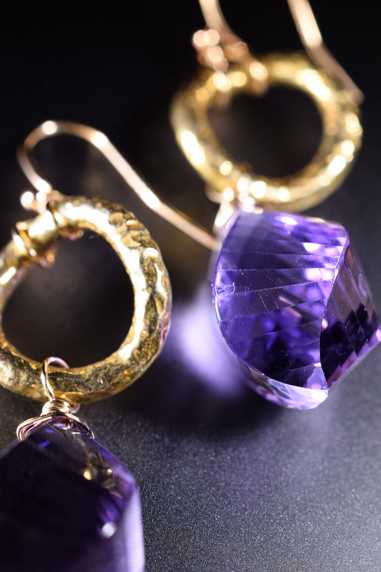 fancy cut amethyst drop earrings