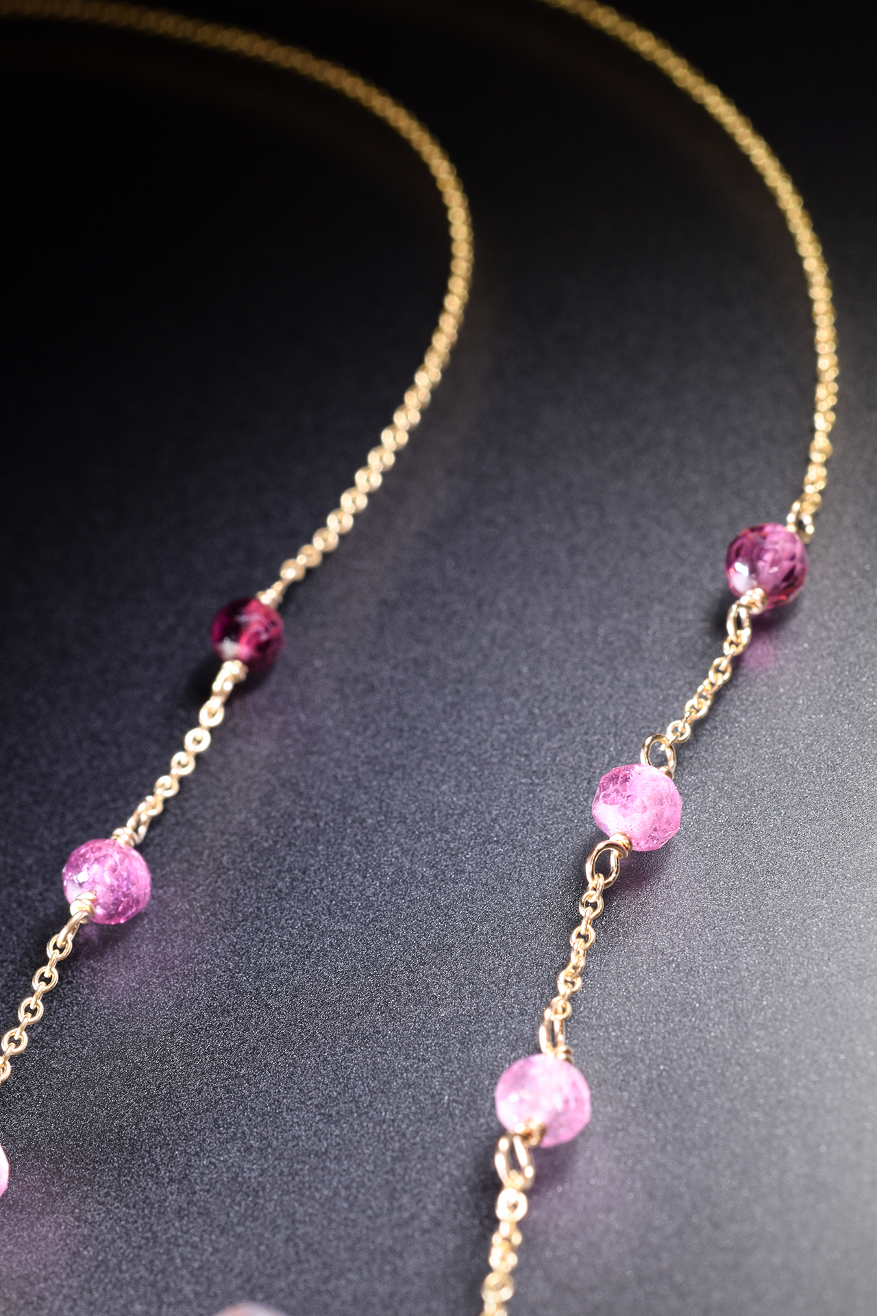 pink amethyst pink tourmaline and sapphire drop pendant necklace