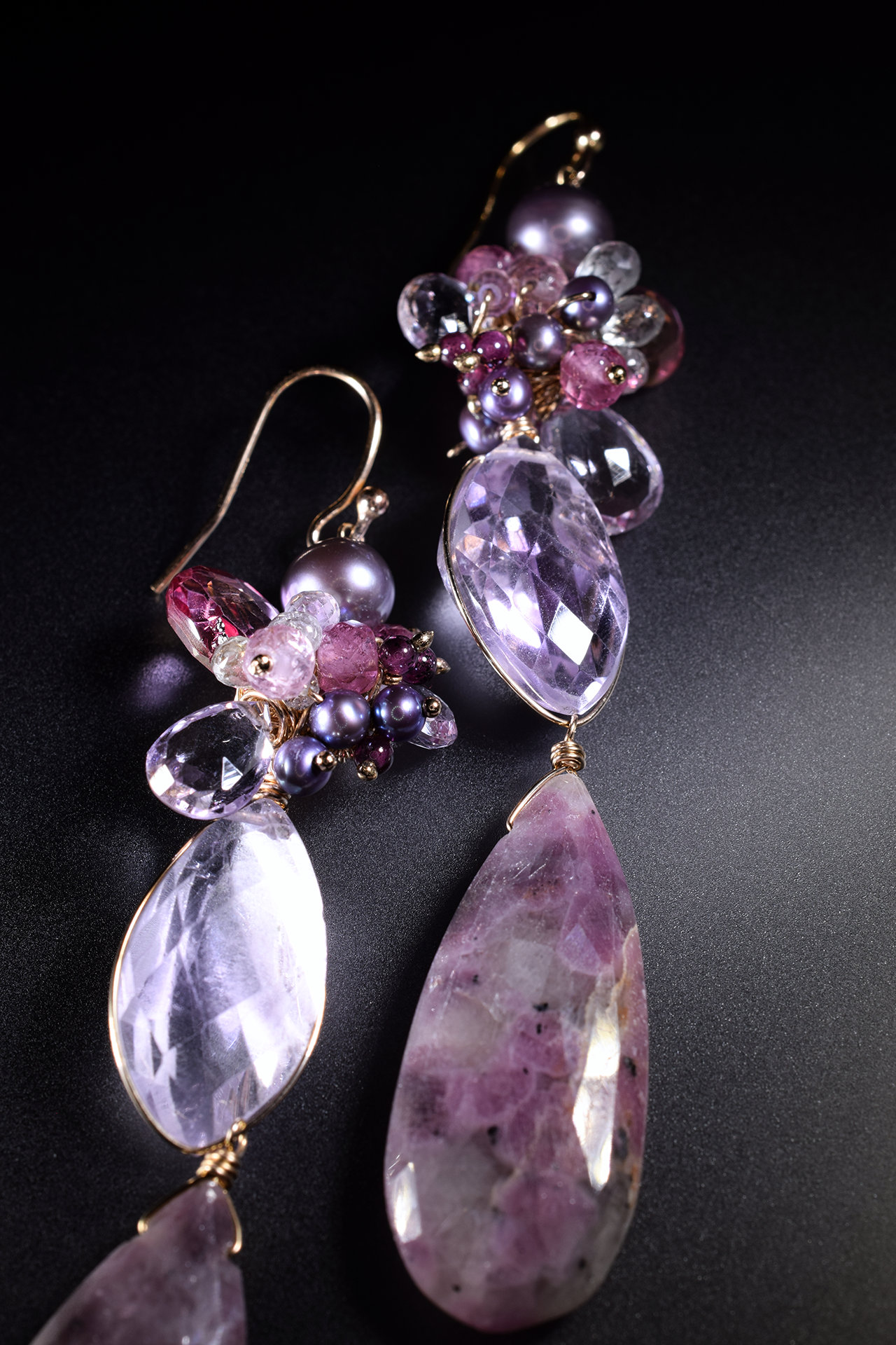 long statement gemstone earrings