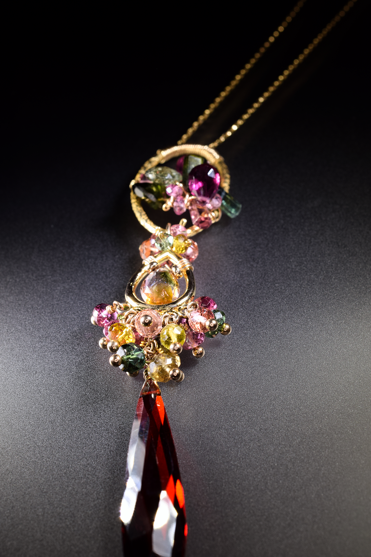 long tourmaline drop pendant necklace