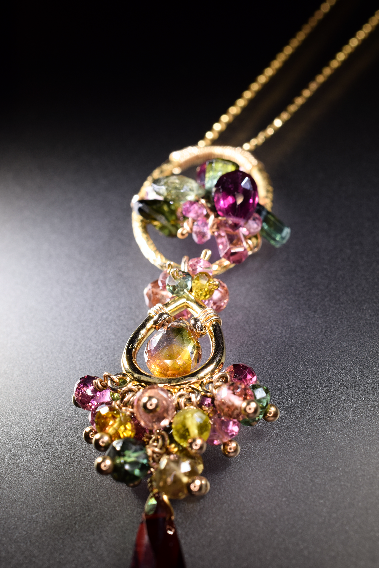 long tourmaline drop pendant necklace