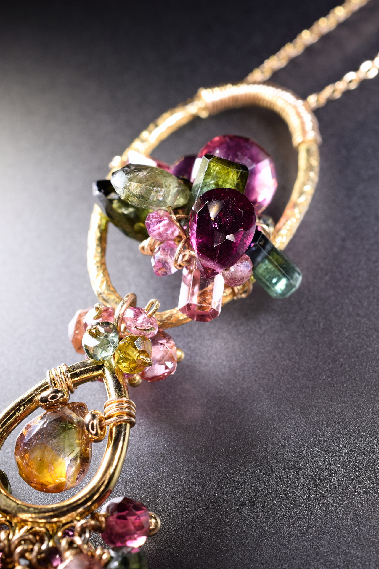 long tourmaline drop pendant necklace