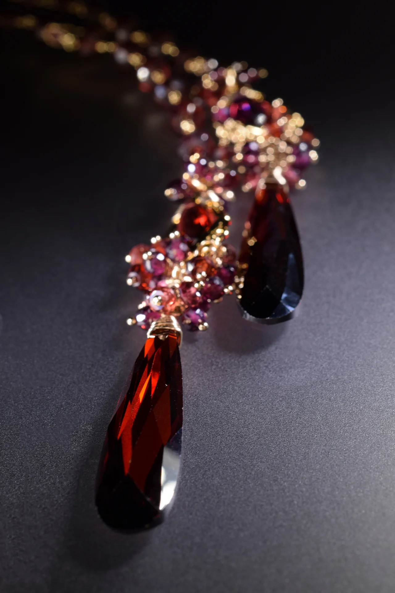 garnet lariat necklace
