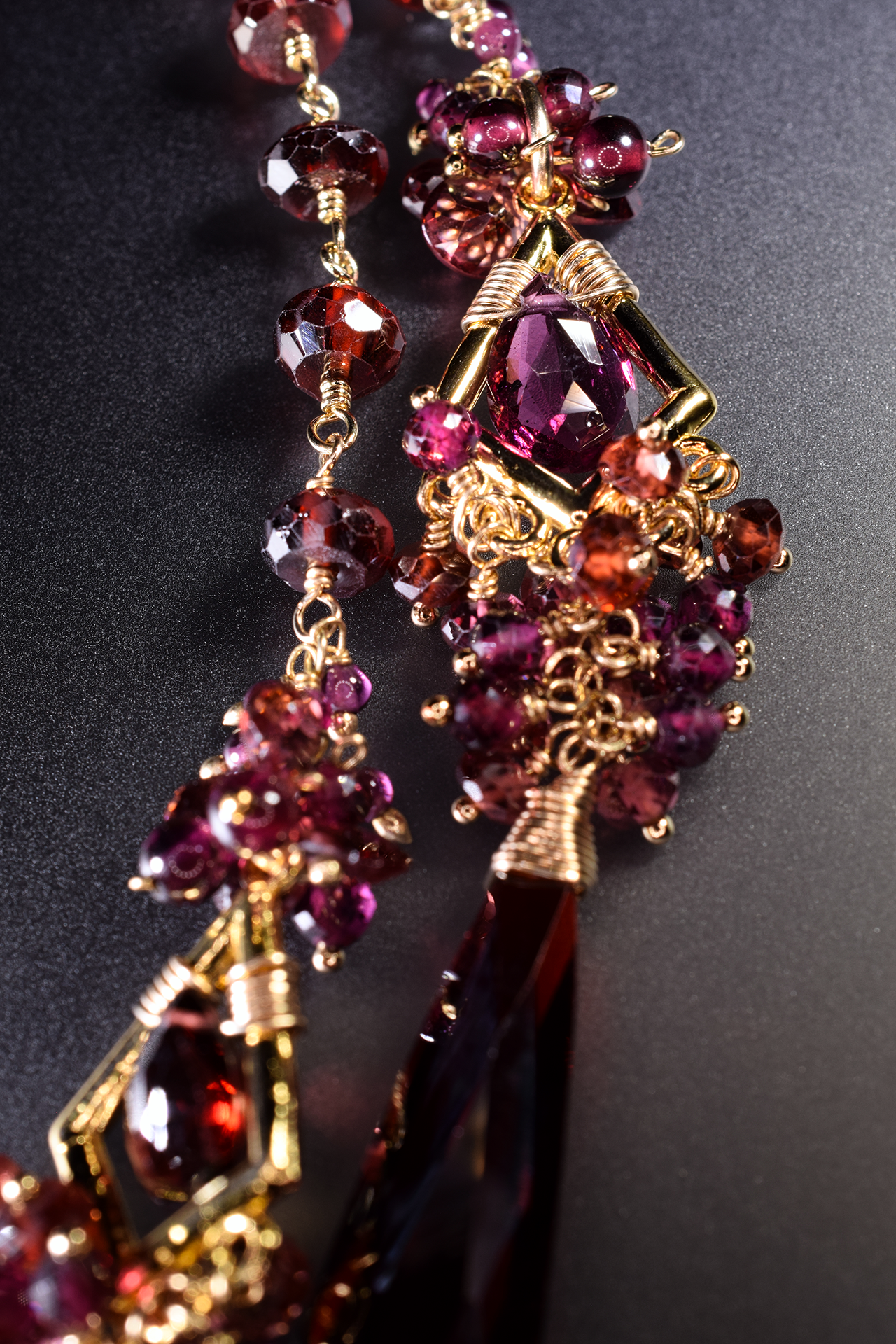 garnet lariat necklace