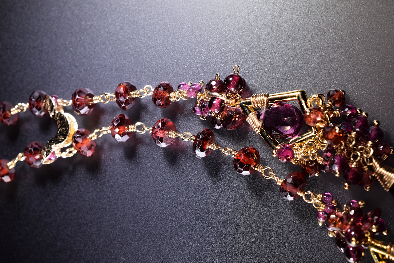 garnet lariat necklace