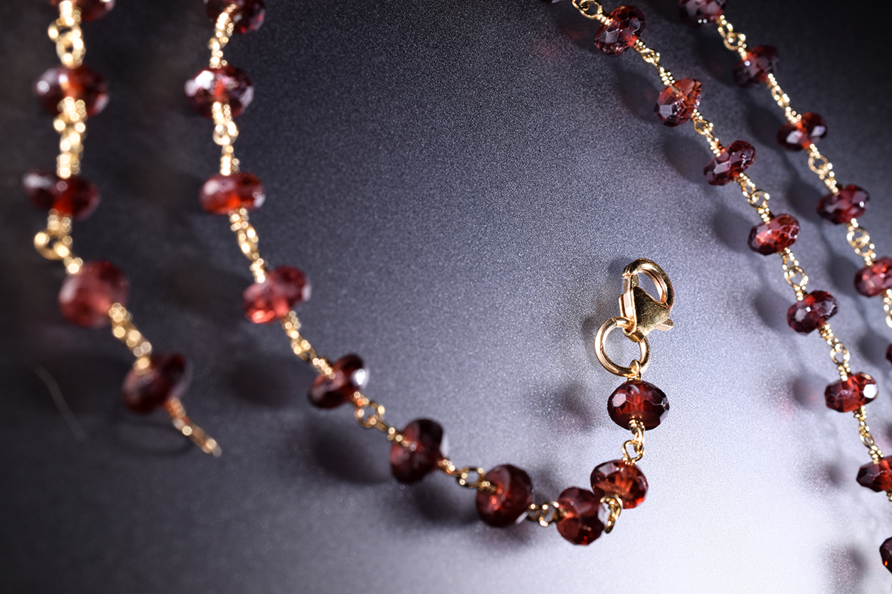 garnet lariat necklace