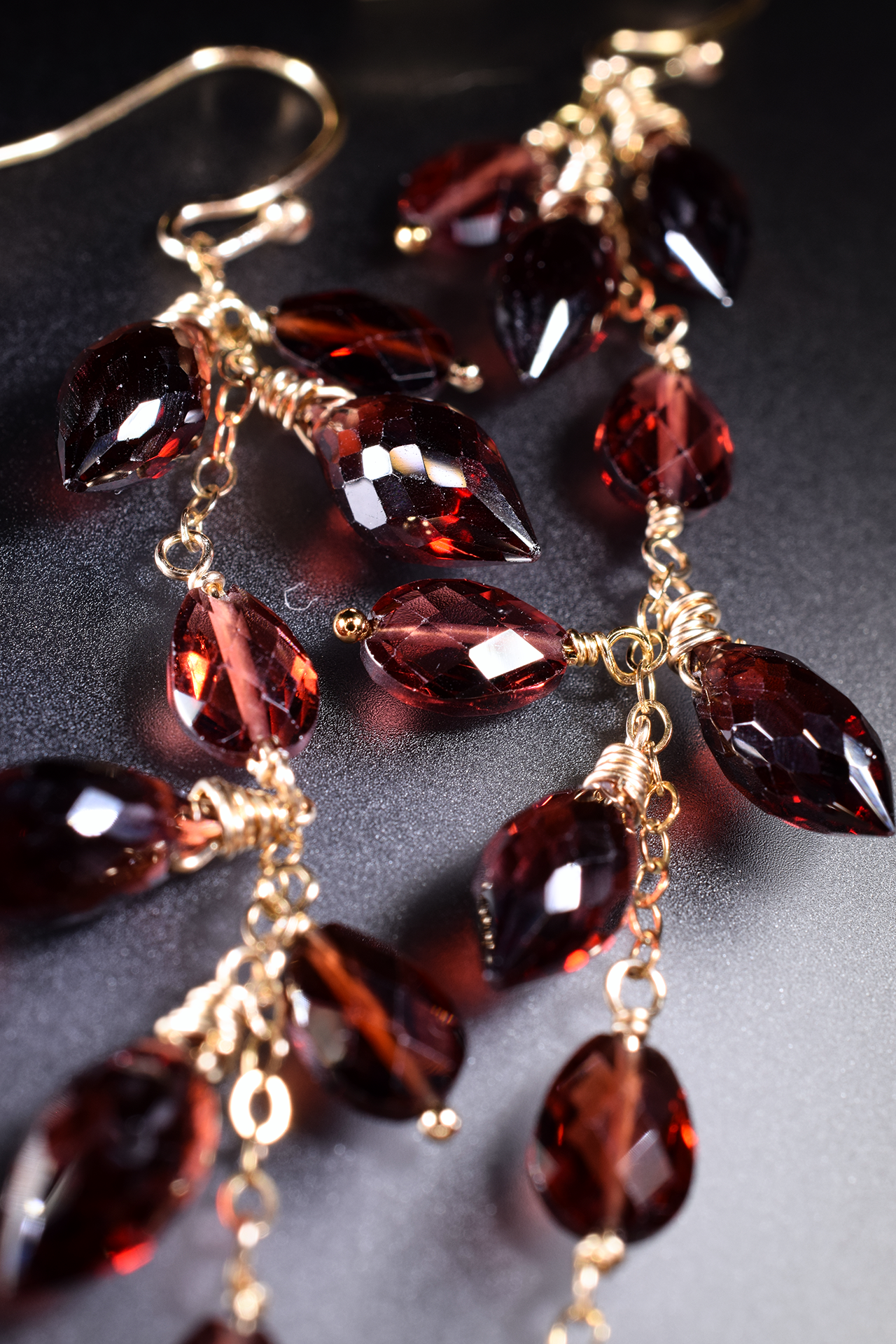 rhodolite garnet drop earrings 
