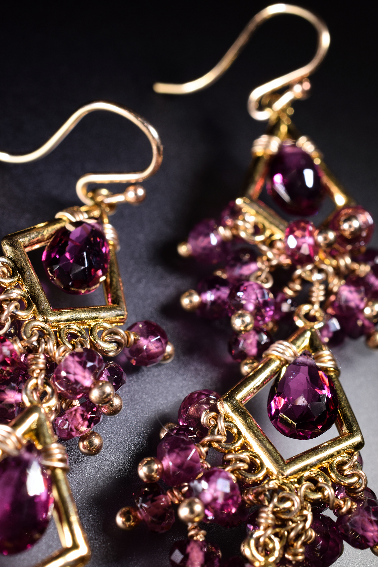 garnet statement earrings