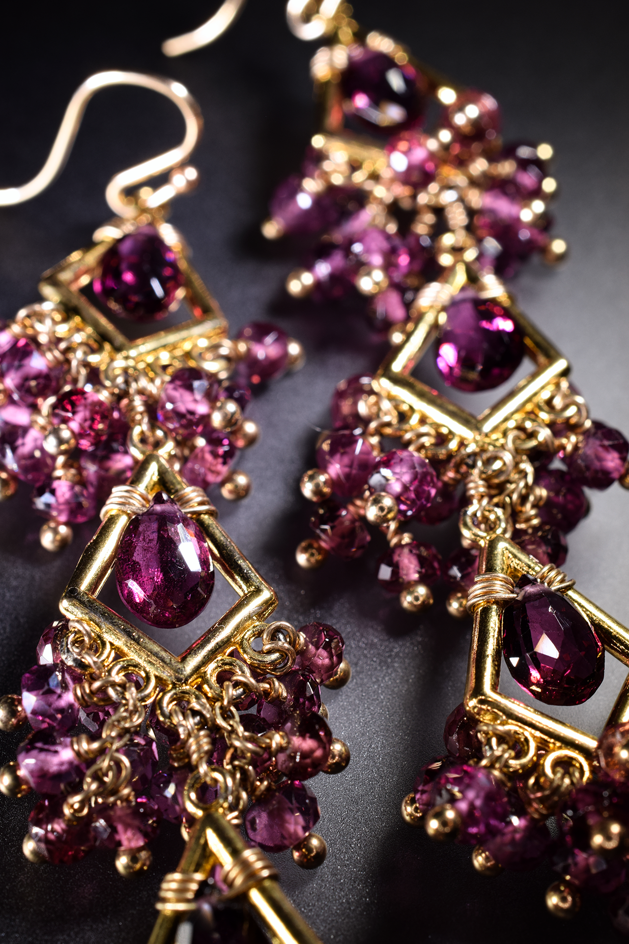 garnet statement earrings