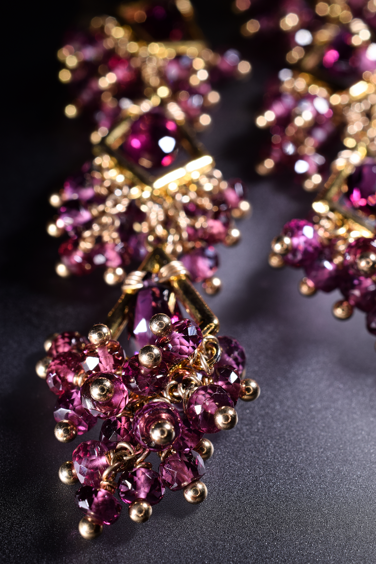 garnet statement earrings
