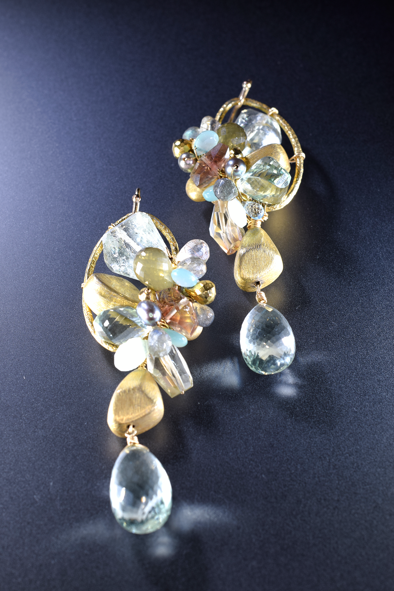 Gemstone and gold statement earrings