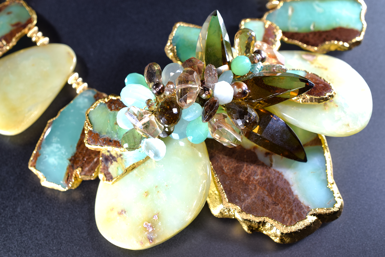 peruvian opal and gemstone statement necklace