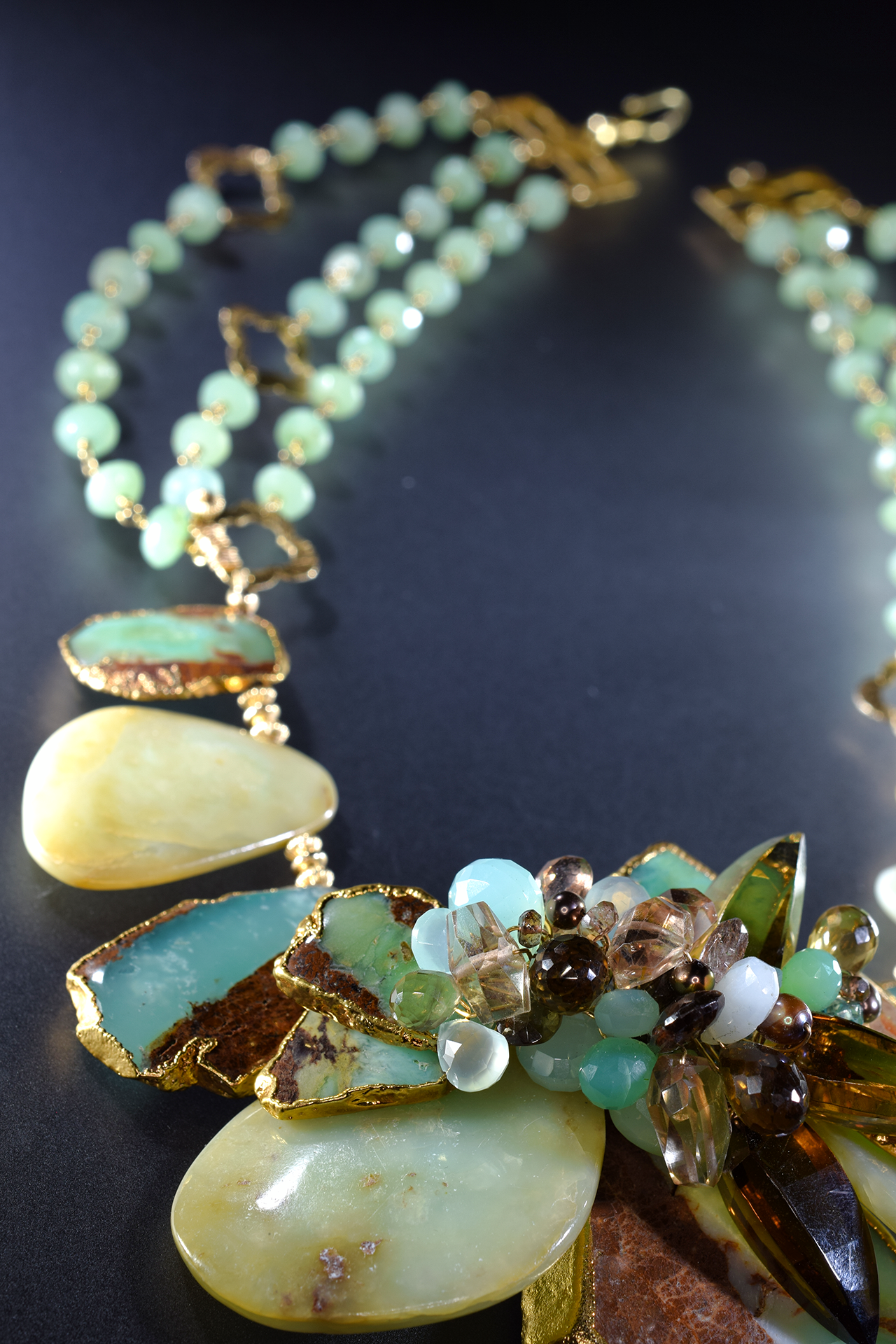 peruvian opal and gemstone statement necklace