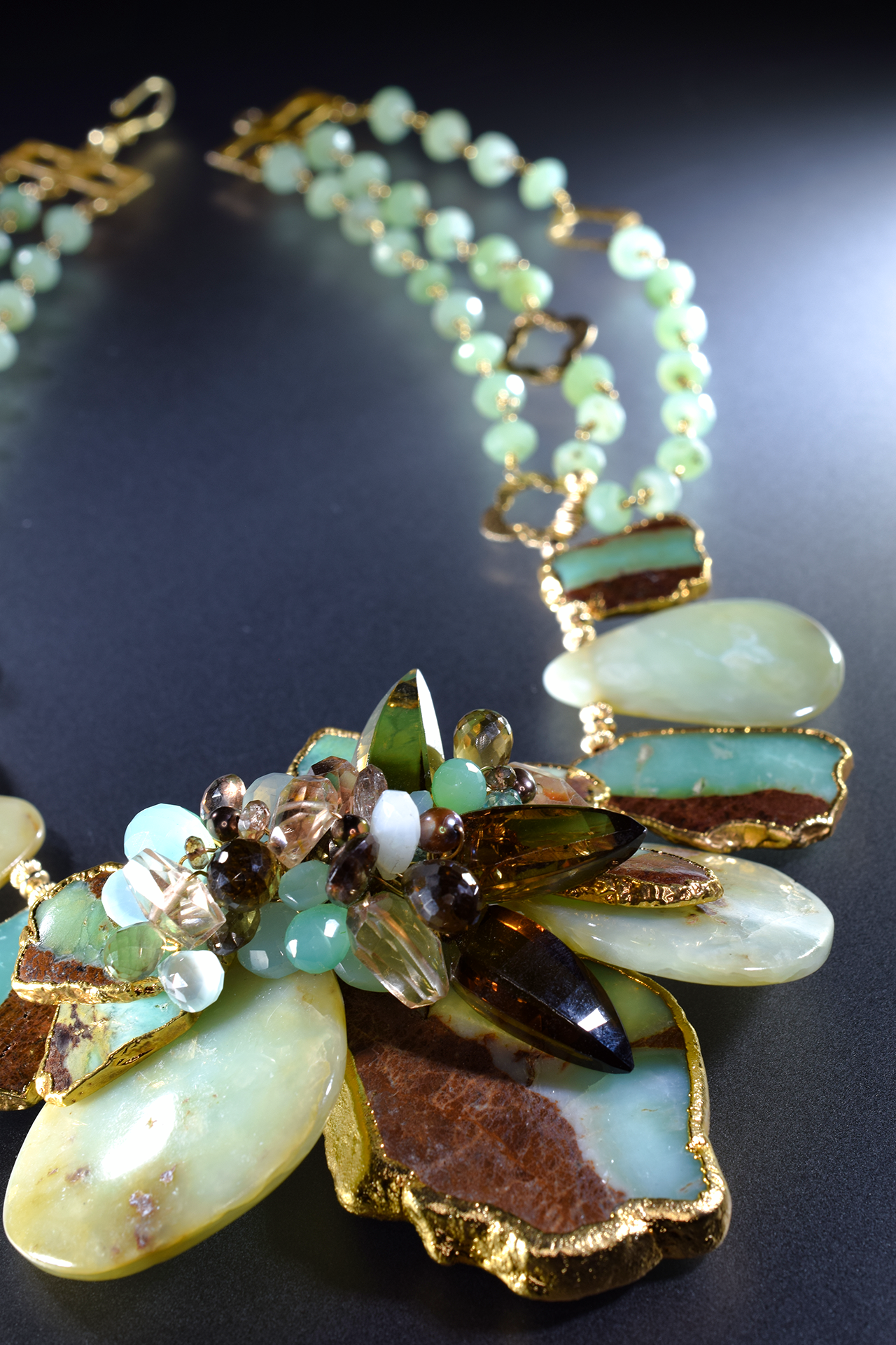 peruvian opal and gemstone statement necklace