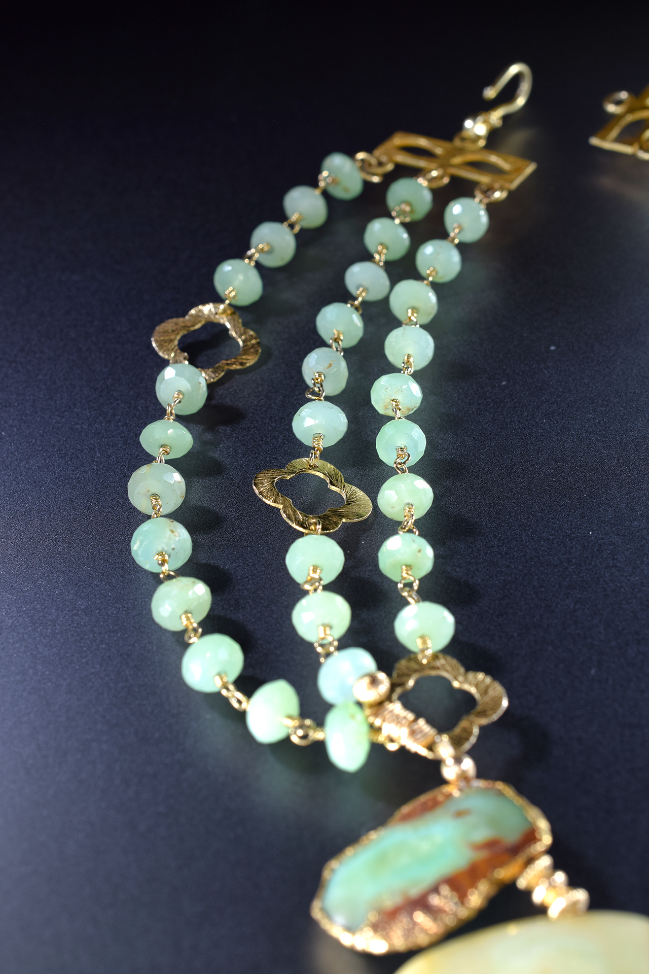 peruvian opal and gemstone statement necklace