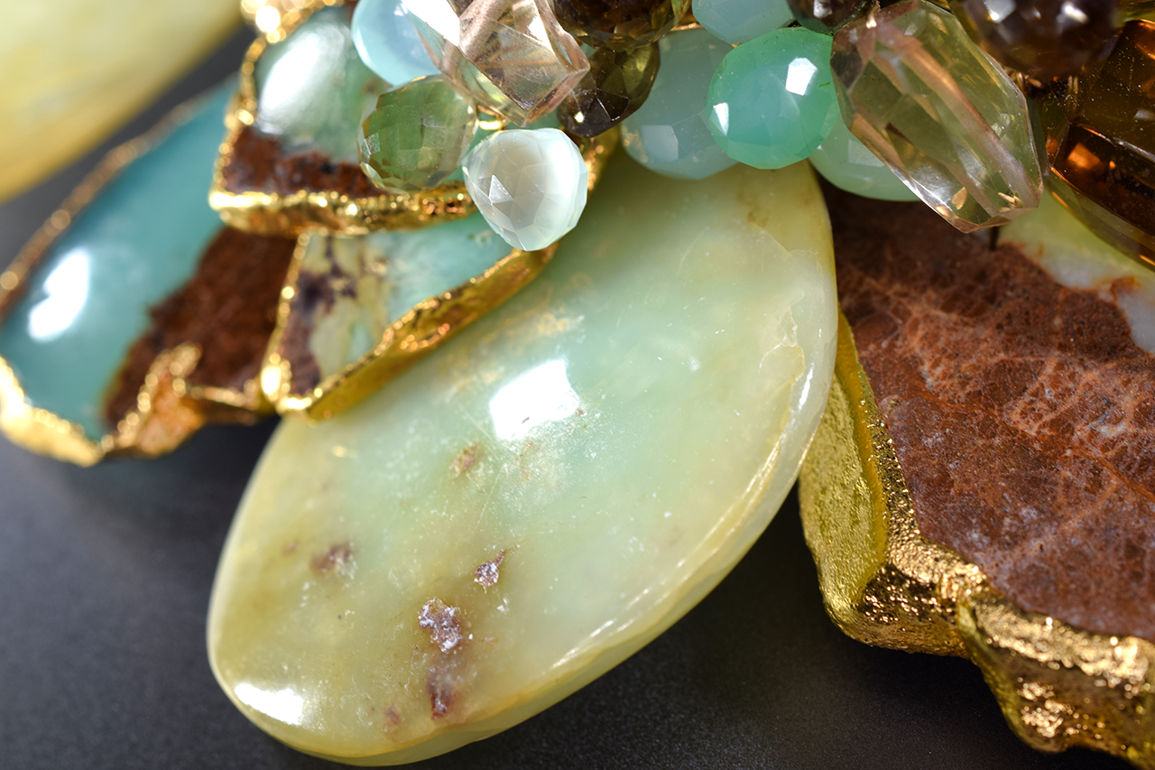 peruvian opal and gemstone statement necklace