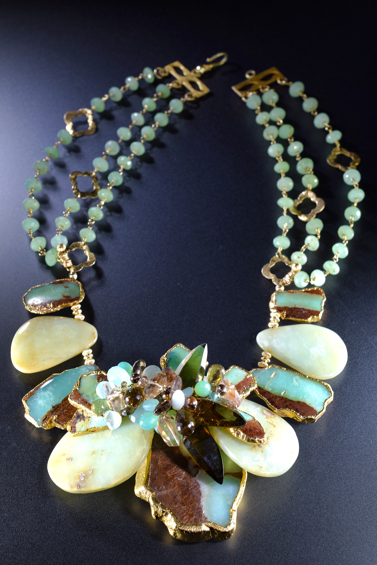 peruvian opal and gemstone statement necklace
