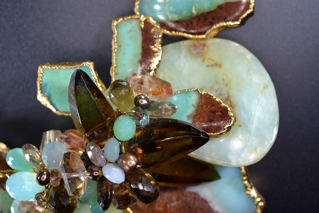 peruvian opal and gemstone statement necklace