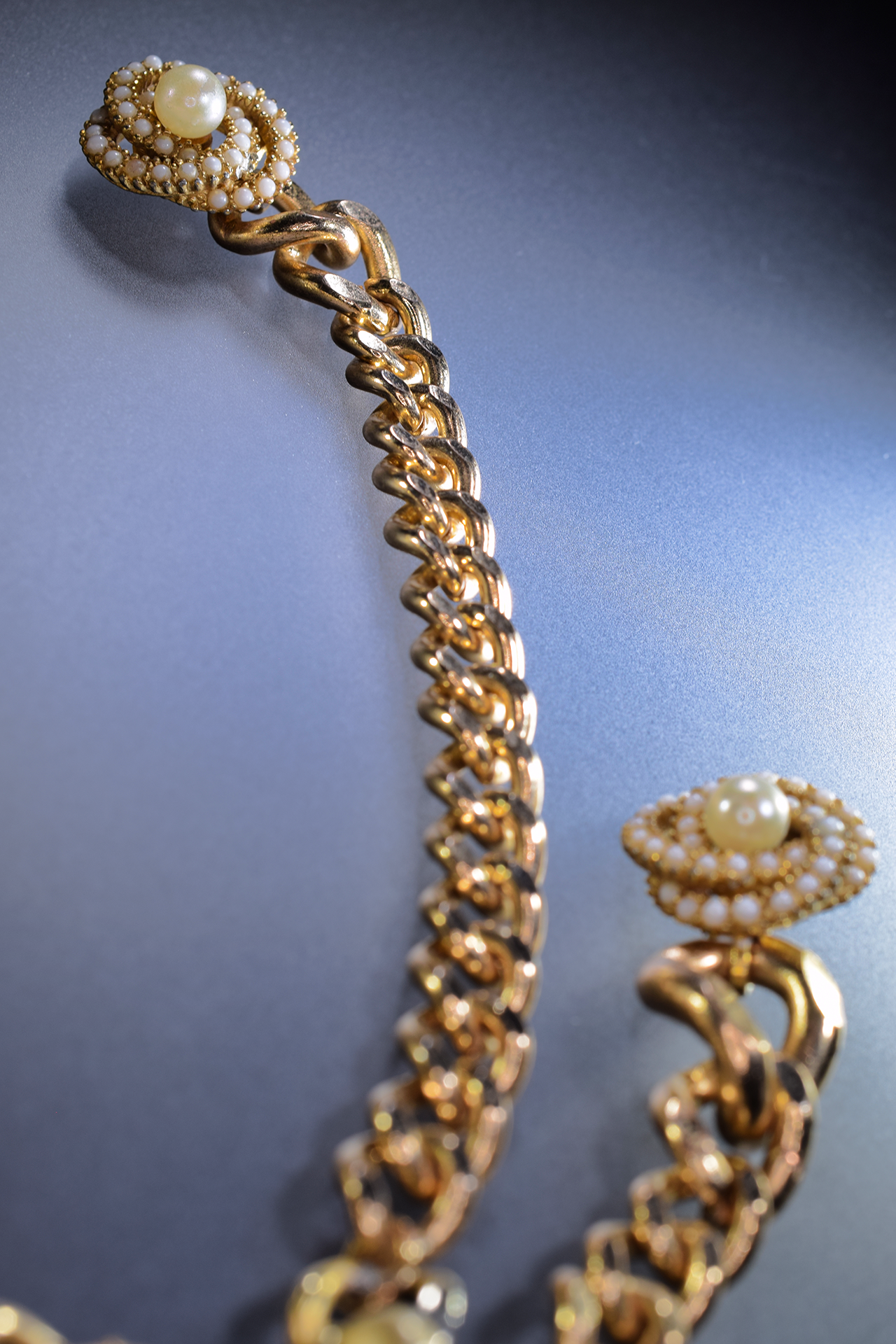 gold and pearl vintage statement necklace