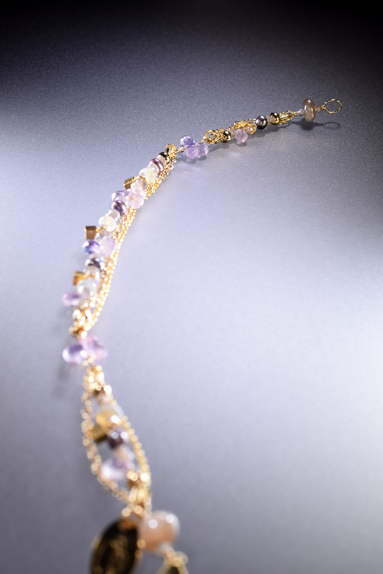 gemstone and gold layering bracelet