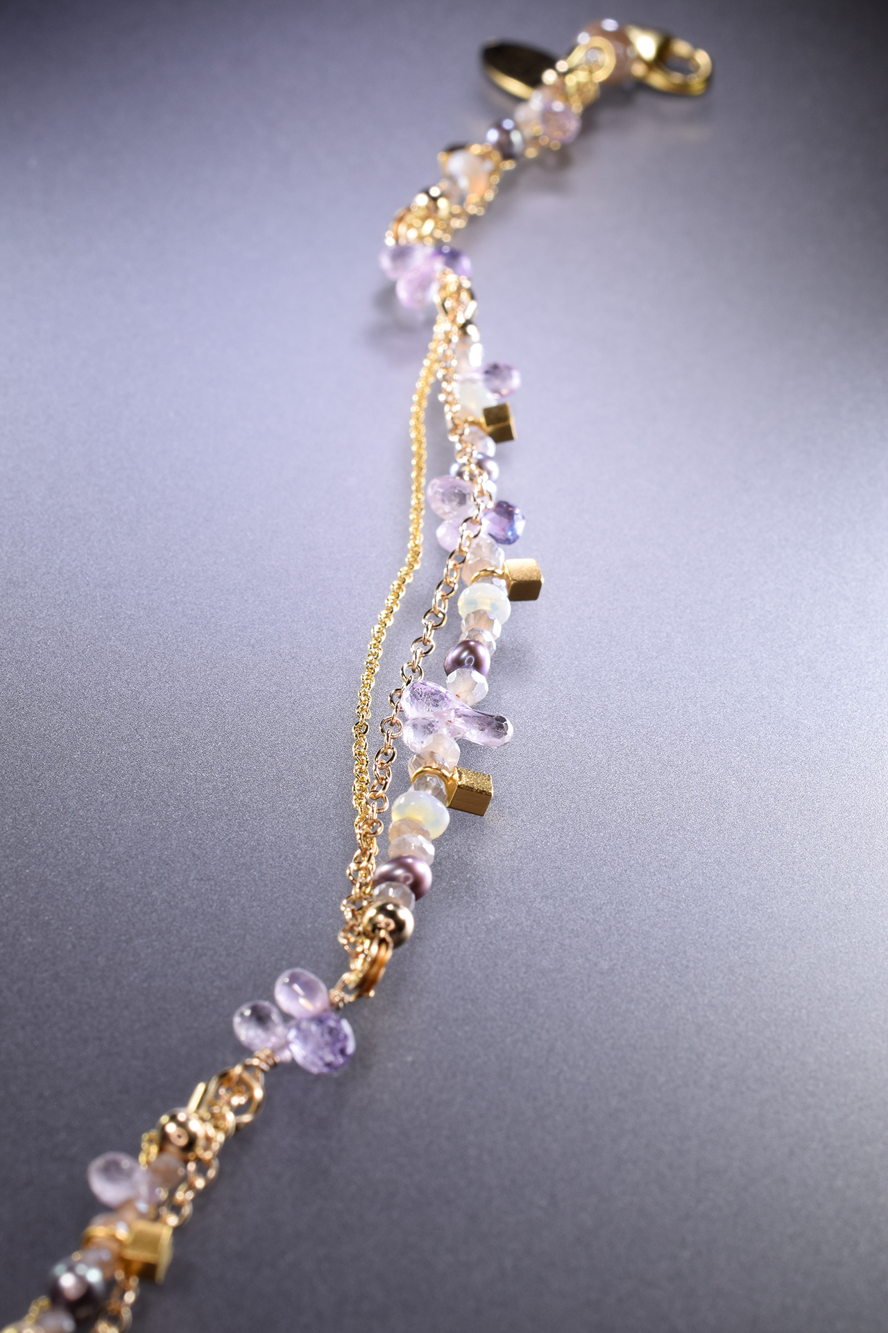 gemstone and gold layering bracelet