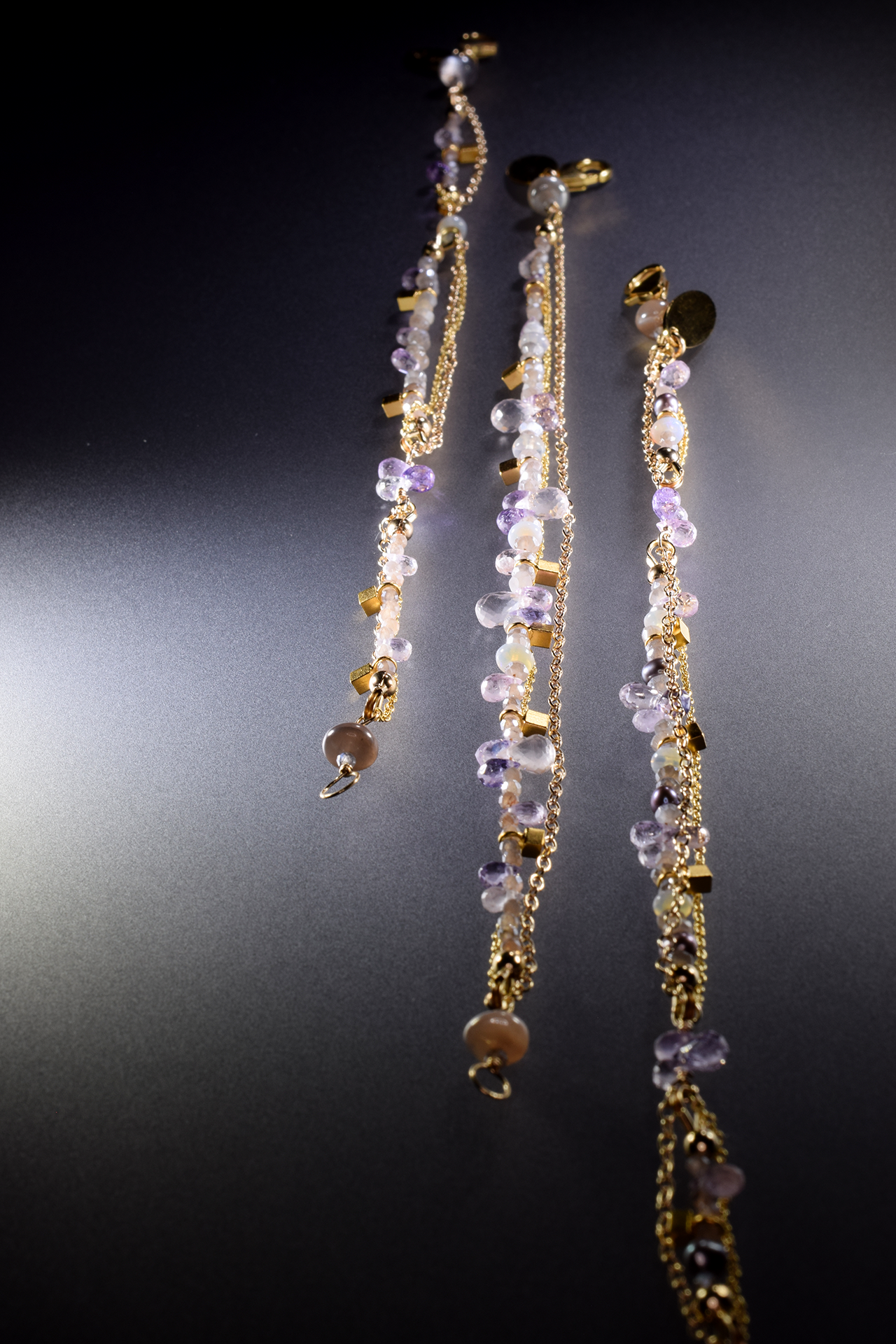 gemstone pearl gold layering bracelet