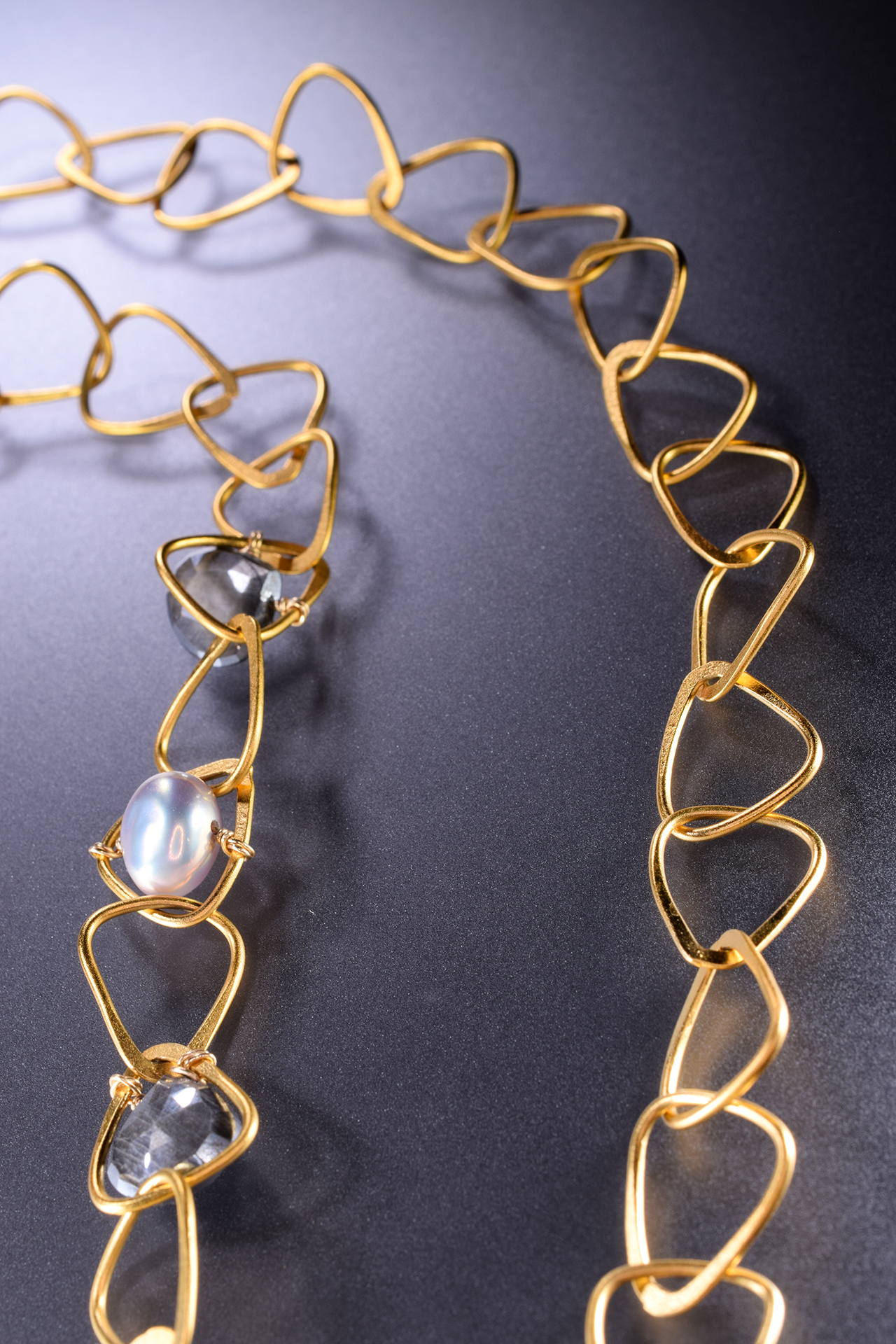 Circle pendant with gemstone cluster drop gold necklace