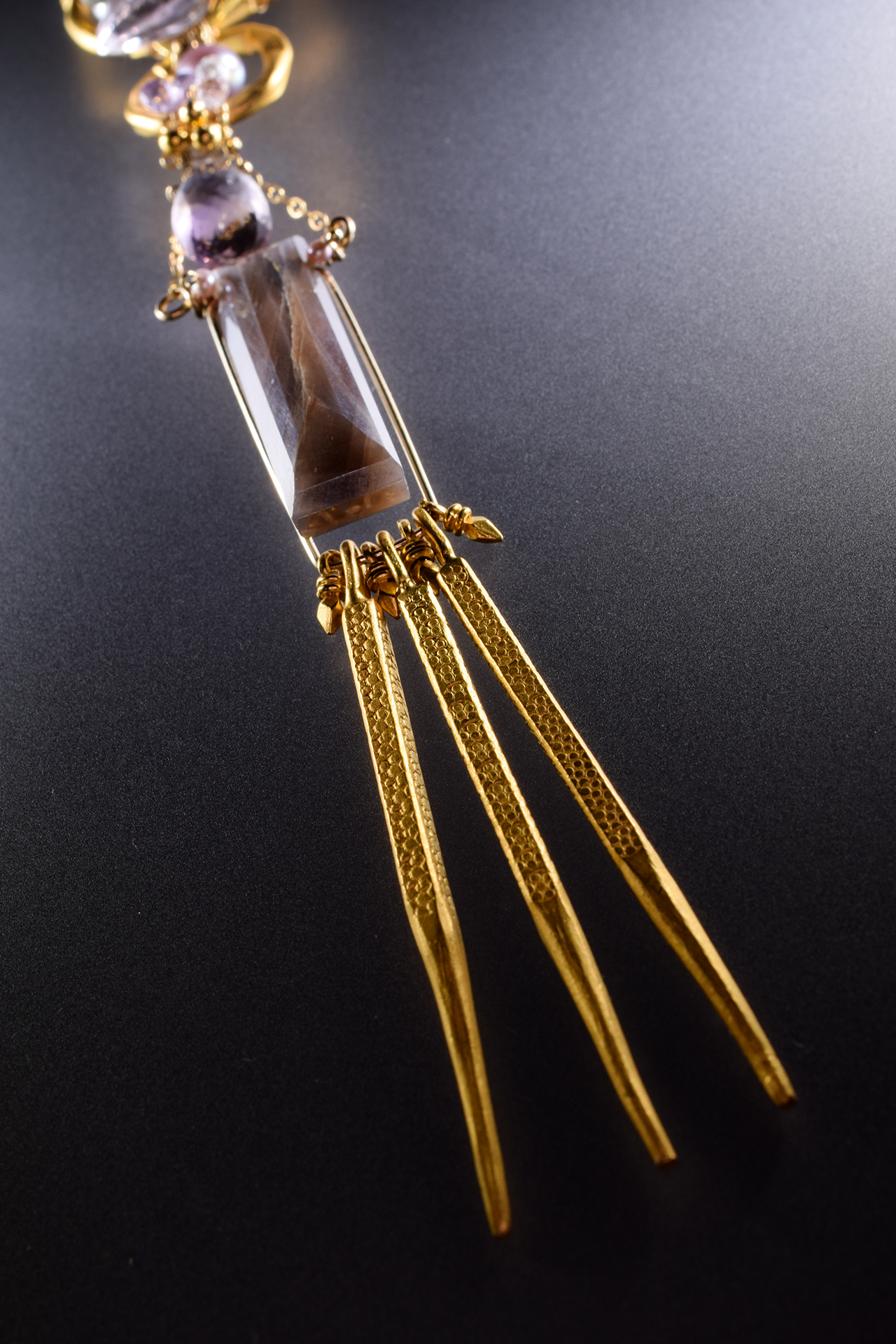 long multi drop gemstone pearl gold layering necklace