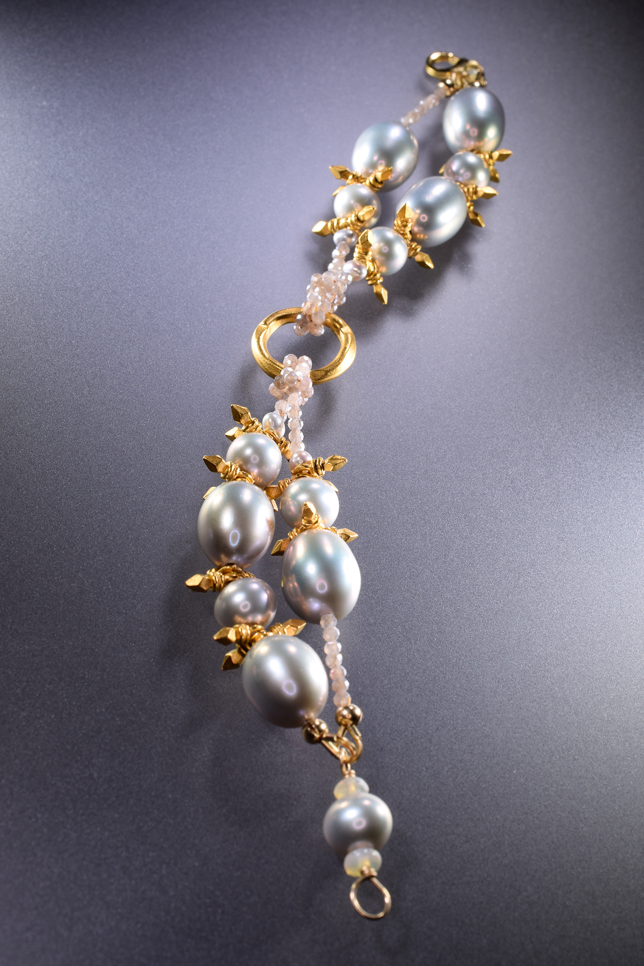 double strand pearl gold cuff bracelet