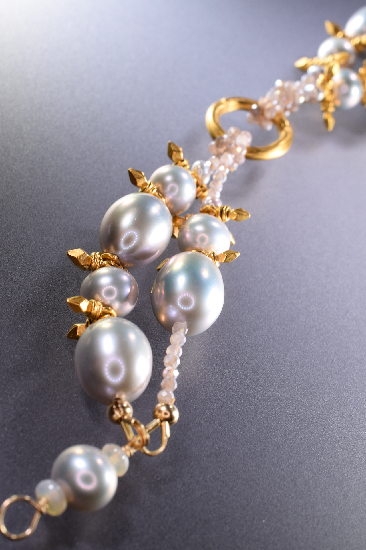 double strand pearl gold cuff bracelet