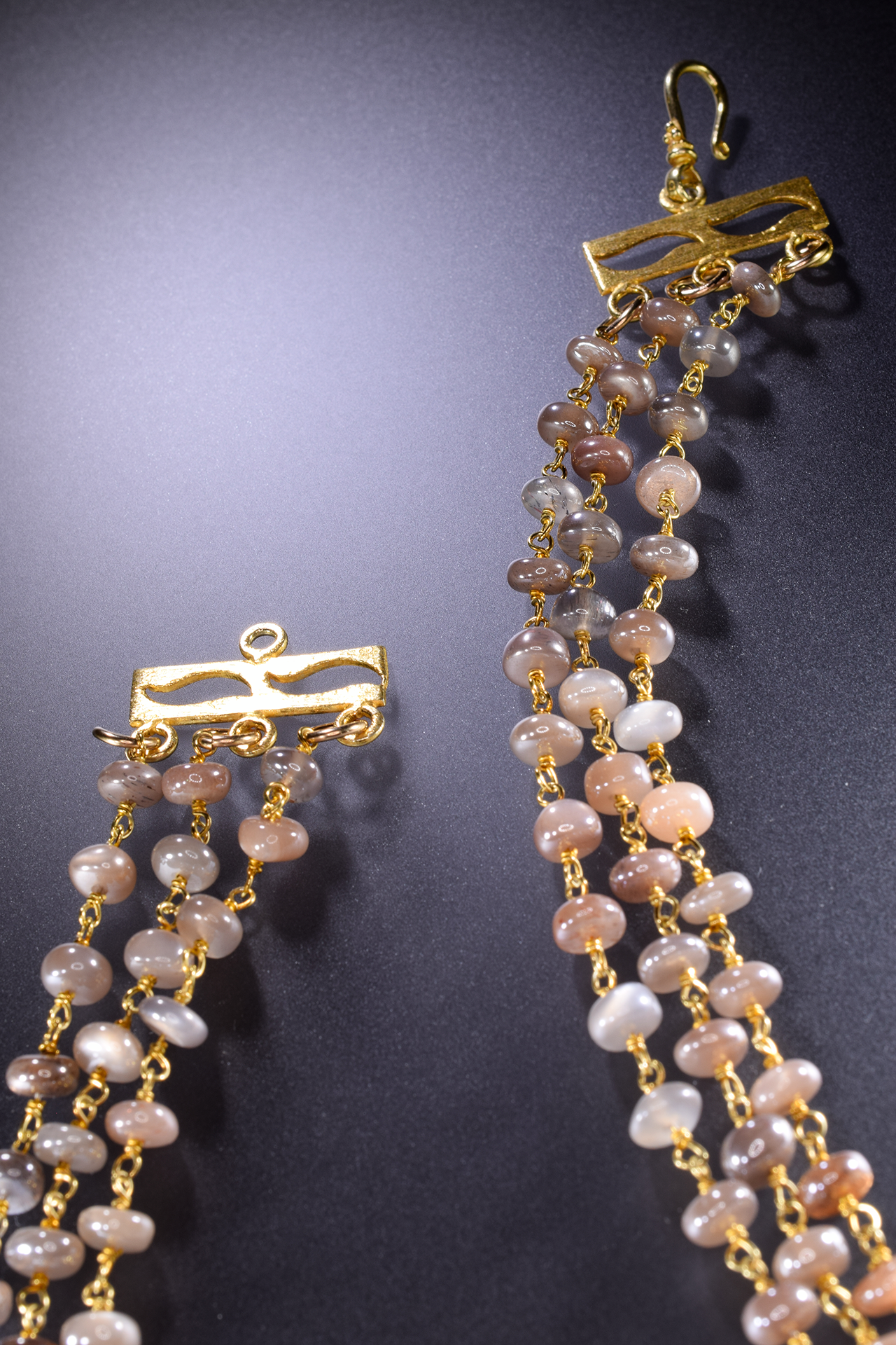 multi strand gemstone bib statement gold necklace