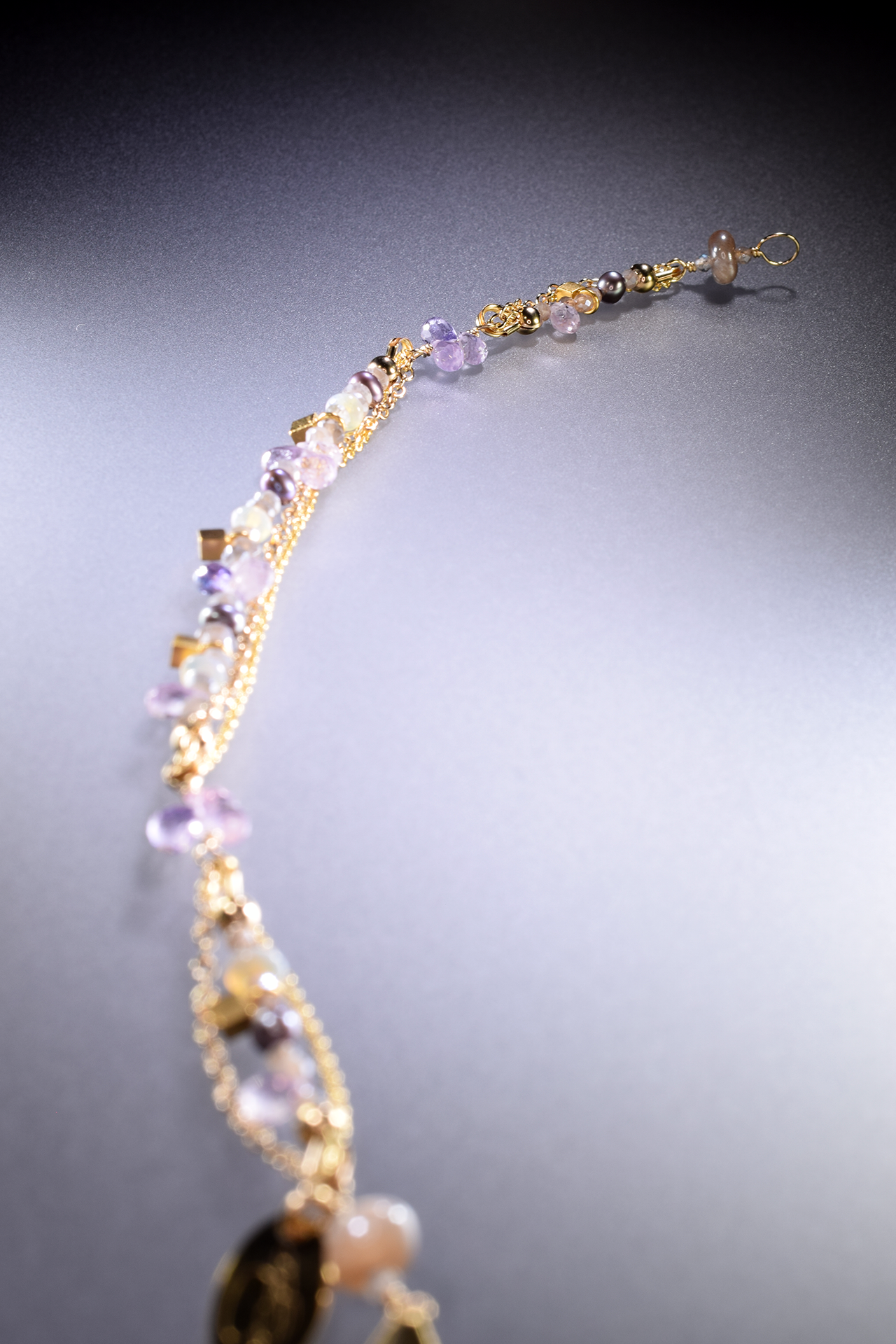 gemstone pearl gold layering bracelet