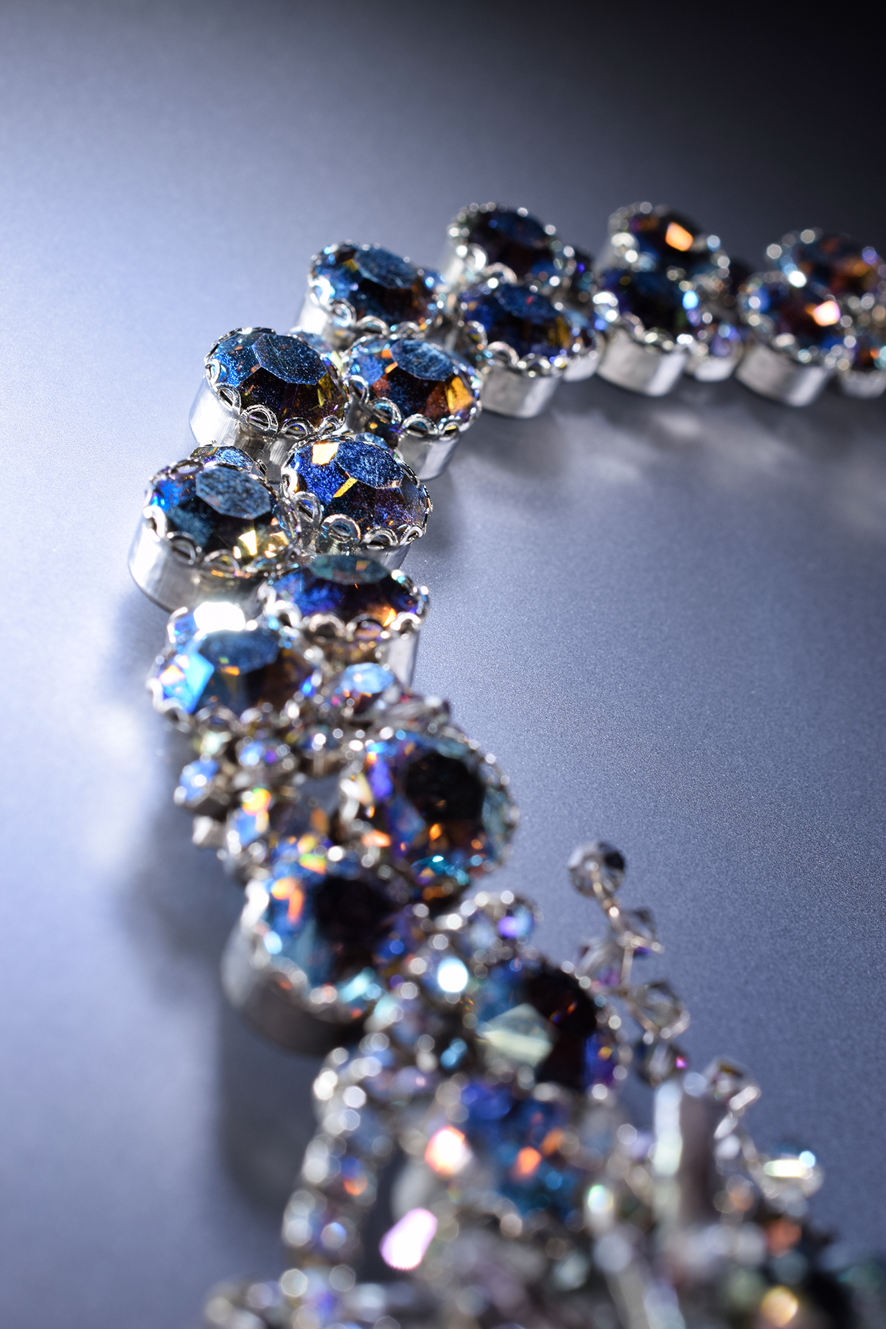 rhinestone, gemstone and pearl vintage necklace