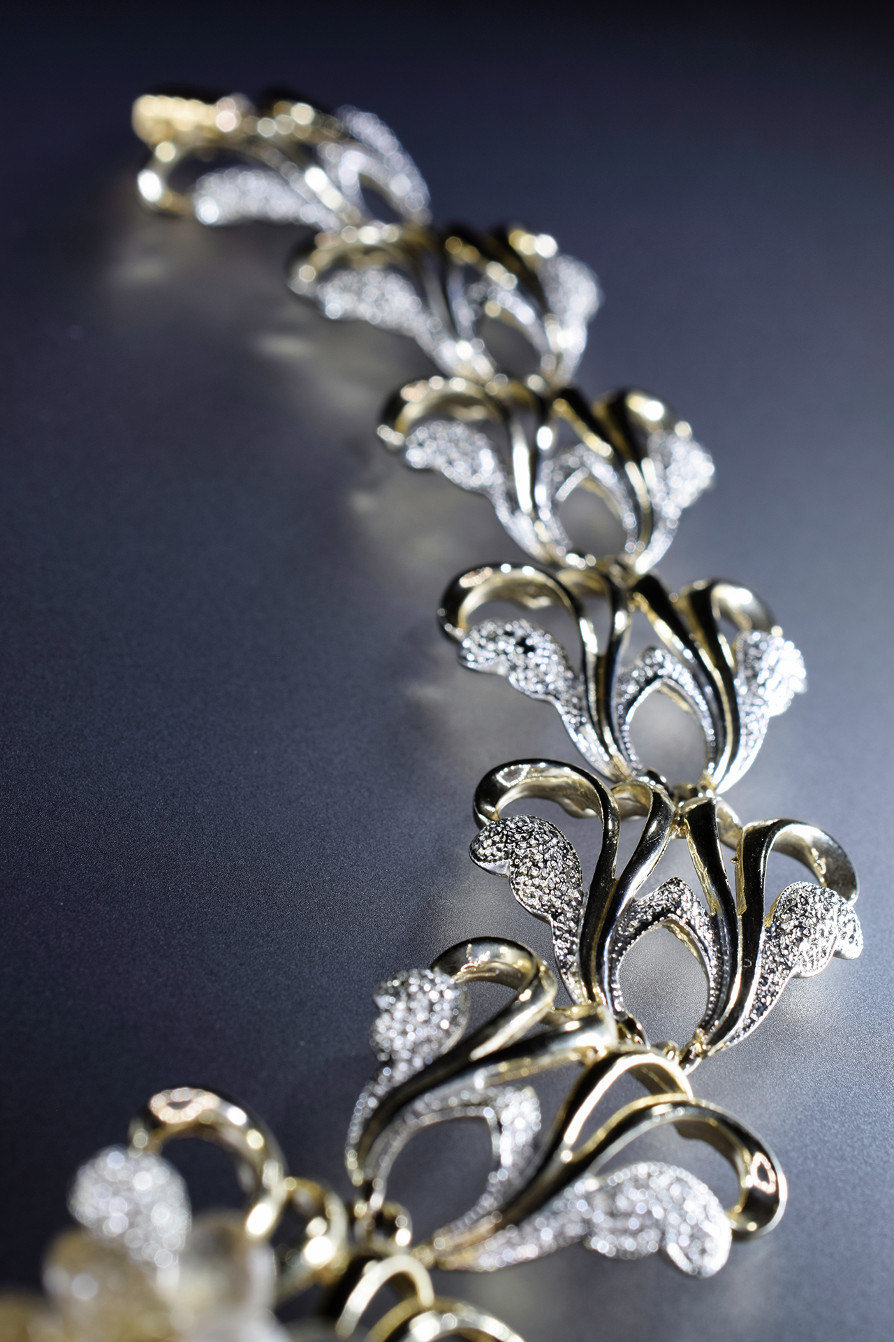 Gold with black spinel multi drop statement necklace