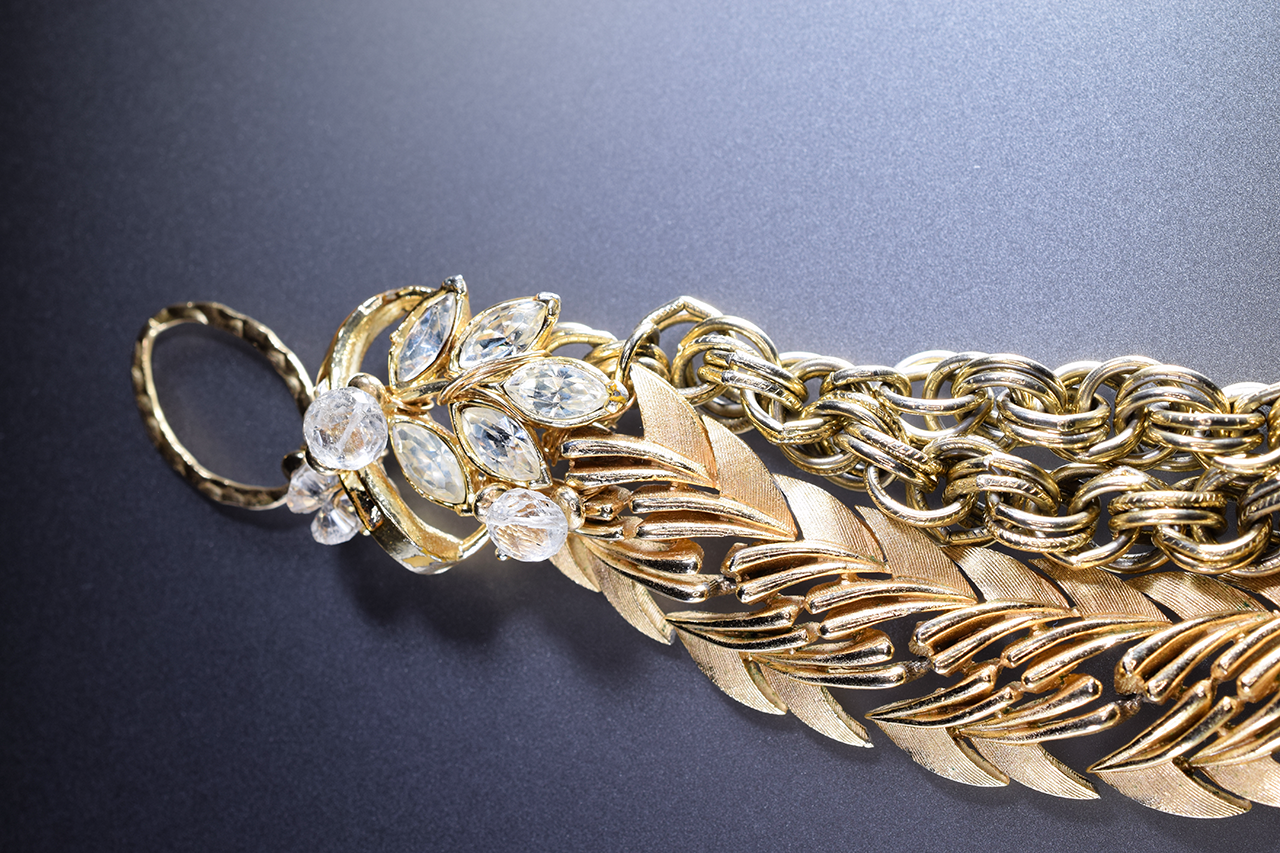 gold coin and crystal vintage collar necklace