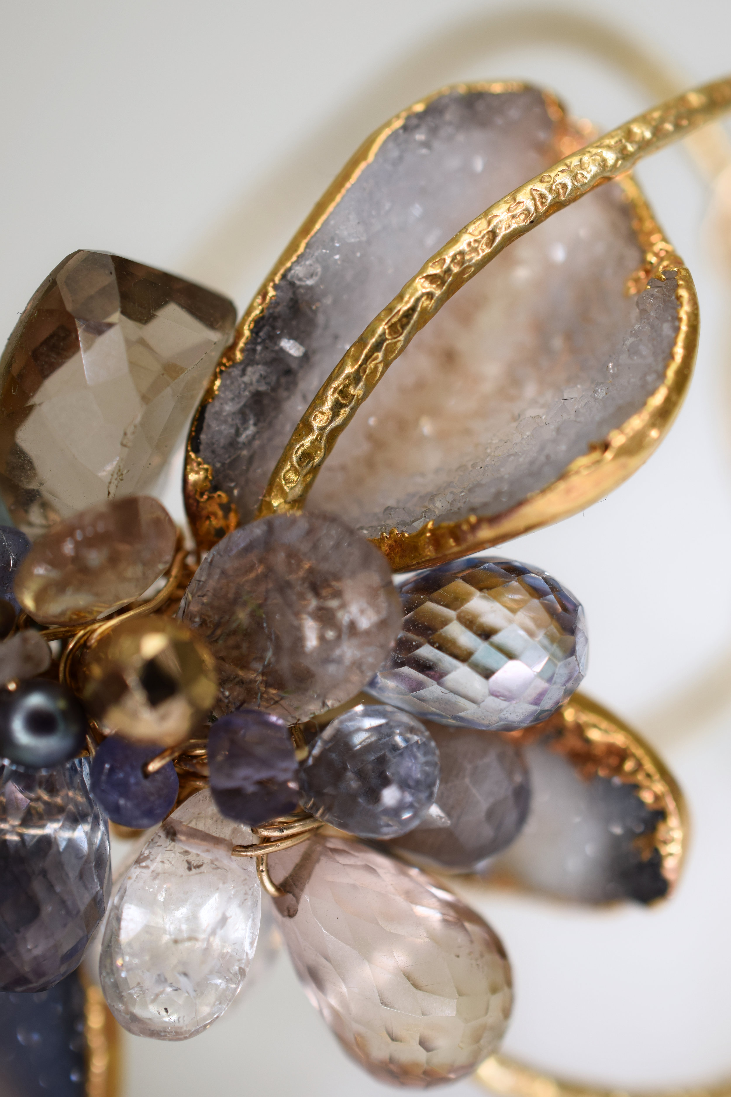 gemstone and druzy cuff bracelet