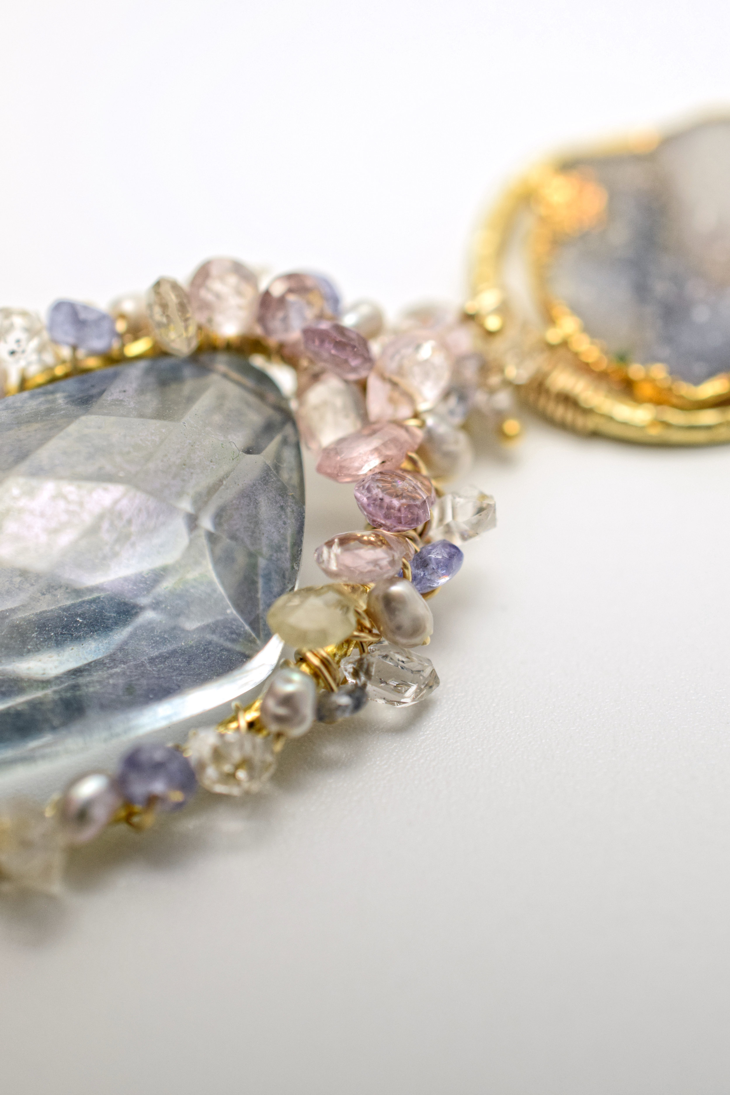 sapphire and druzy pendant necklace